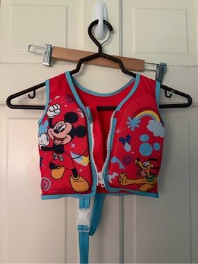 Disney Red and Blue Mickey & Pluto Kids Swim Vest with Safety Strap